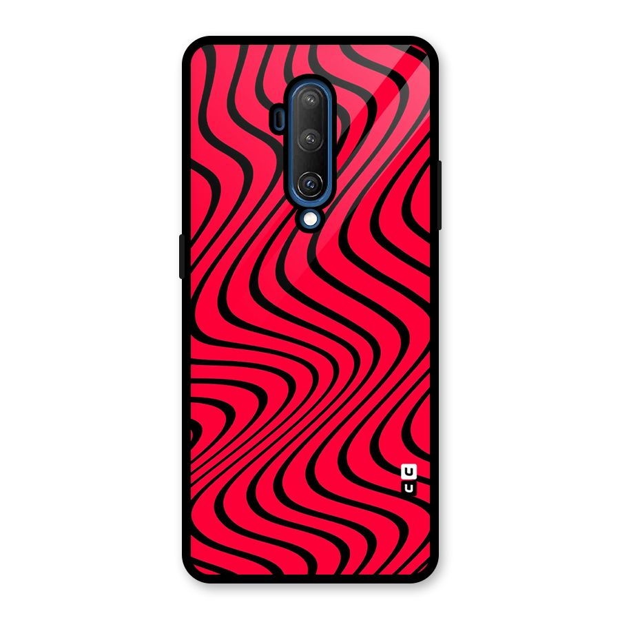 Waves Pattern Print Glass Back Case for OnePlus 7T Pro
