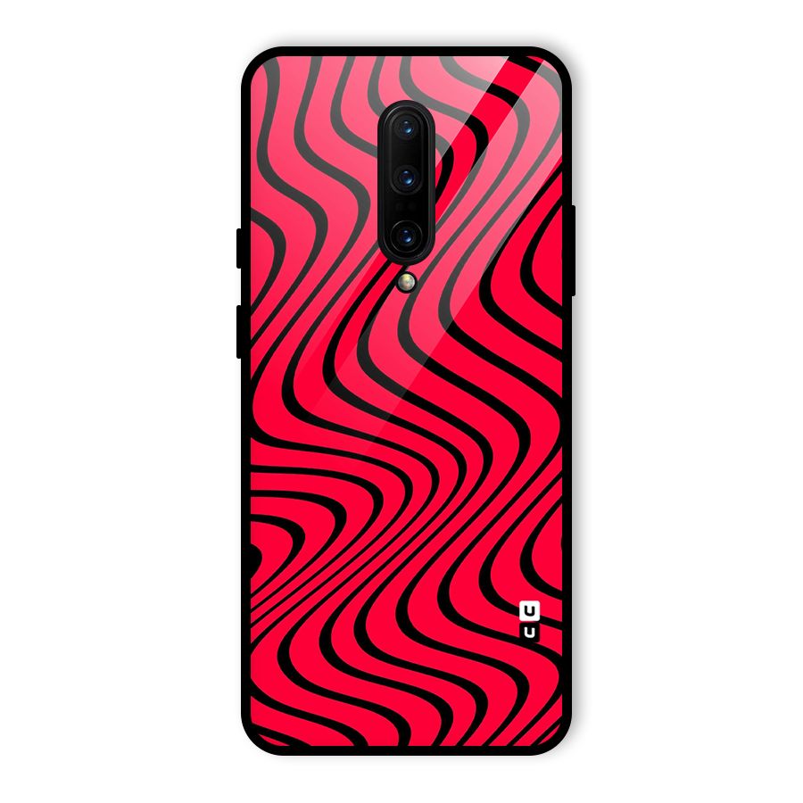 Waves Pattern Print Glass Back Case for OnePlus 7 Pro