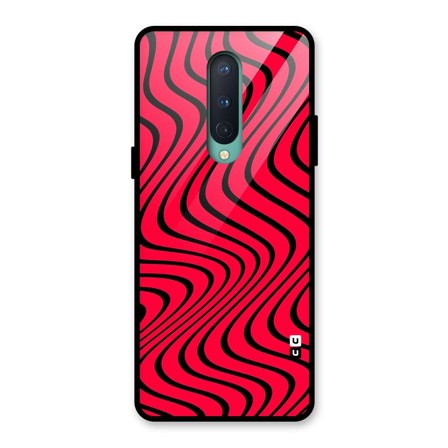 Waves Pattern Print Glass Back Case for OnePlus 8