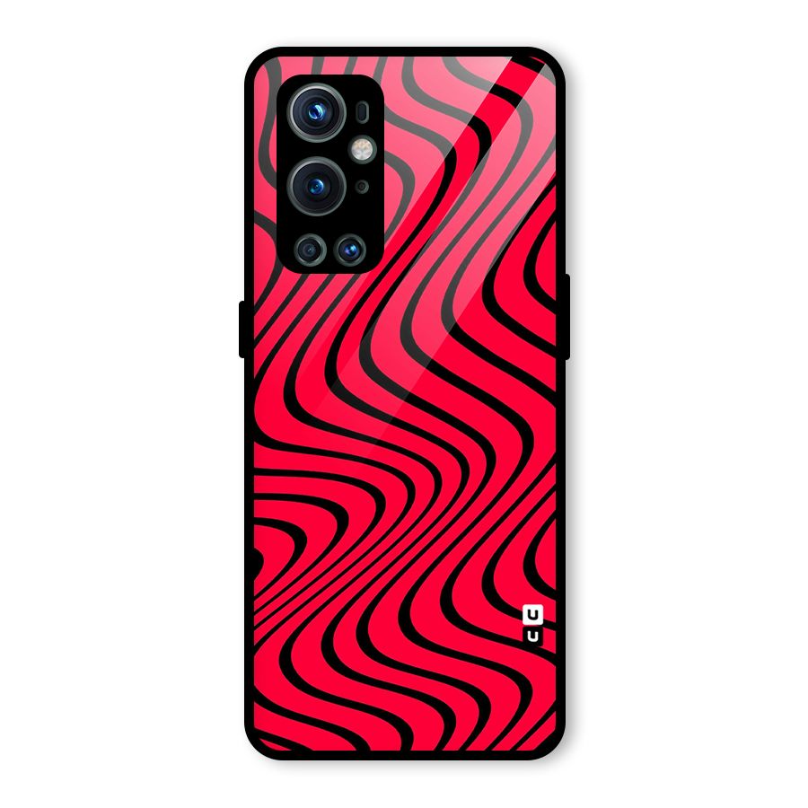 Waves Pattern Print Glass Back Case for OnePlus 9 Pro