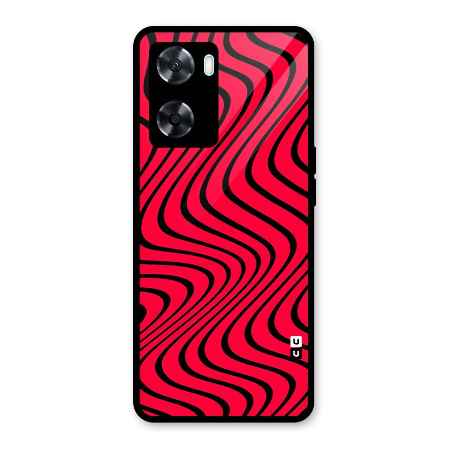 Waves Pattern Print Glass Back Case for Oppo A77
