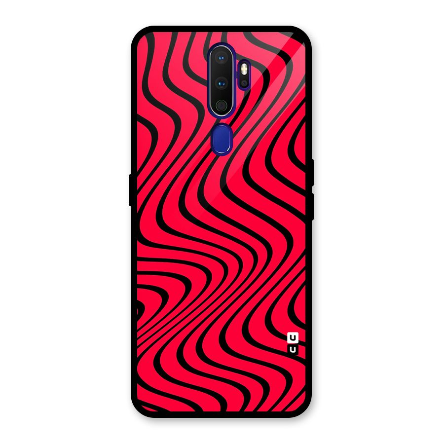 Waves Pattern Print Glass Back Case for Oppo A9 (2020)