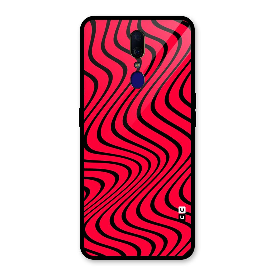 Waves Pattern Print Glass Back Case for Oppo F11
