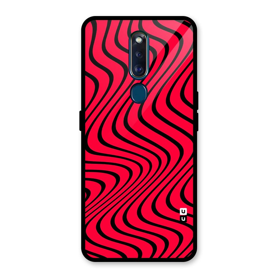 Waves Pattern Print Glass Back Case for Oppo F11 Pro