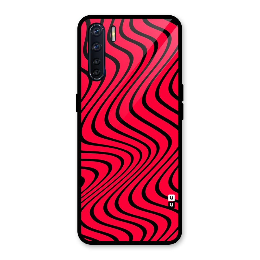 Waves Pattern Print Glass Back Case for Oppo F15