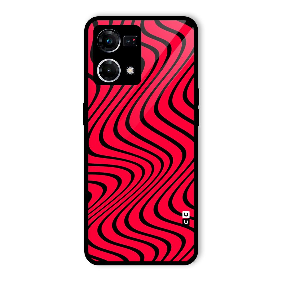 Waves Pattern Print Glass Back Case for Oppo F21s Pro 4G