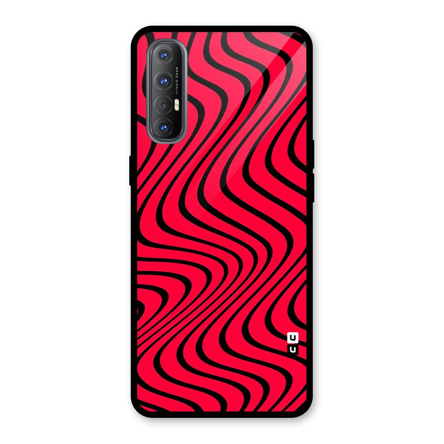 Waves Pattern Print Glass Back Case for Oppo Reno3 Pro