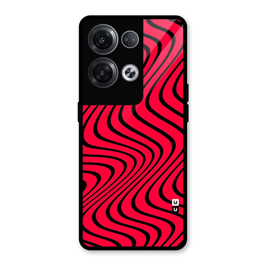 Waves Pattern Print Glass Back Case for Oppo Reno8 Pro 5G