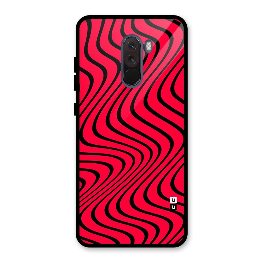 Waves Pattern Print Glass Back Case for Poco F1