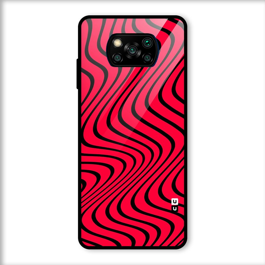 Waves Pattern Print Glass Back Case for Poco X3