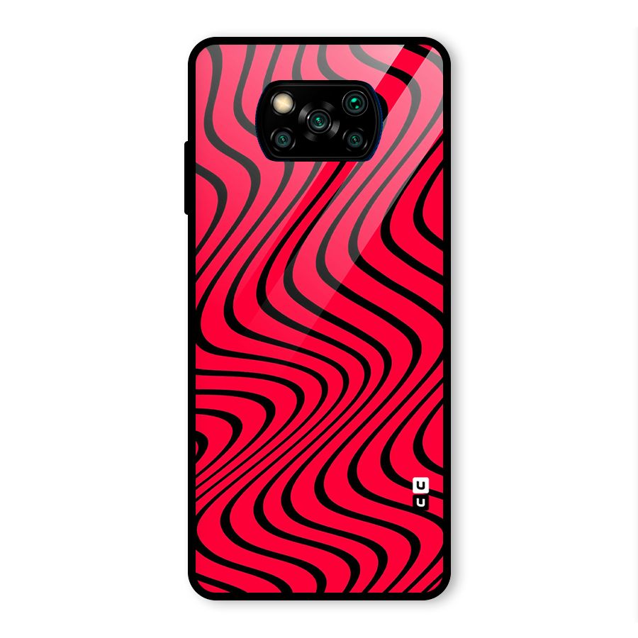 Waves Pattern Print Glass Back Case for Poco X3 Pro