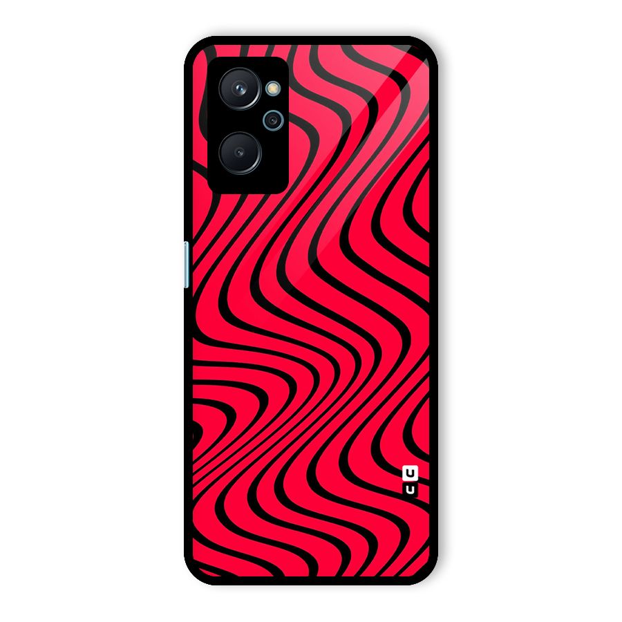 Waves Pattern Print Glass Back Case for Realme 9i