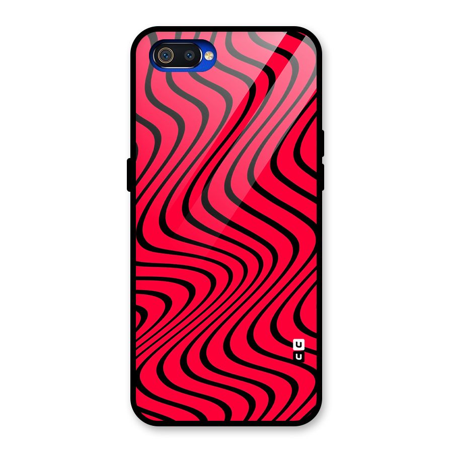Waves Pattern Print Glass Back Case for Realme C2