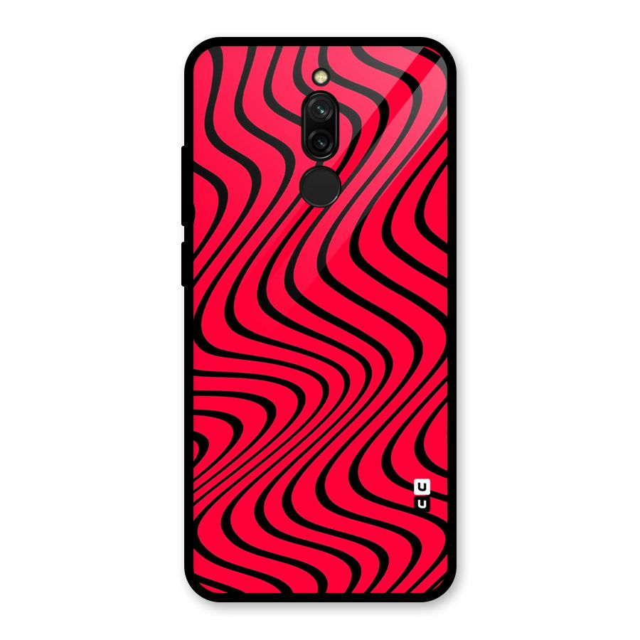 Waves Pattern Print Glass Back Case for Redmi 8