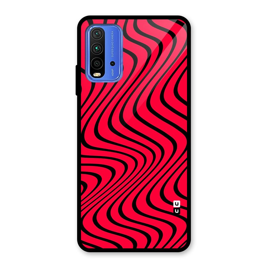 Waves Pattern Print Glass Back Case for Redmi 9 Power