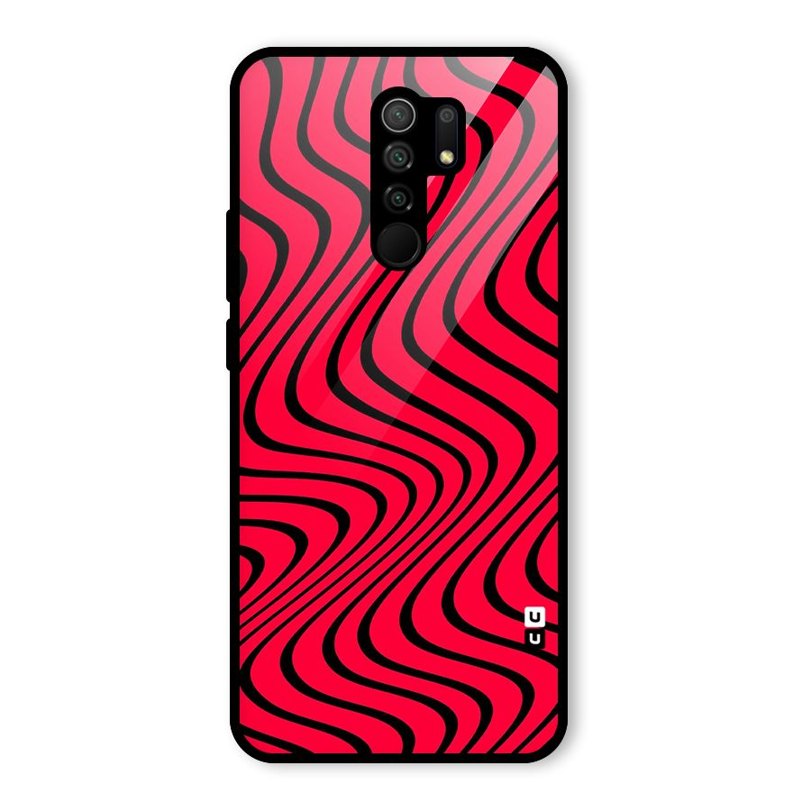 Waves Pattern Print Glass Back Case for Redmi 9 Prime