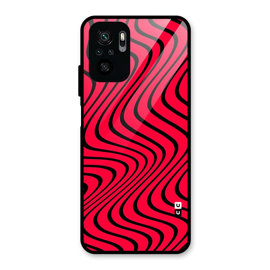 Waves Pattern Print Glass Back Case for Redmi Note 10S