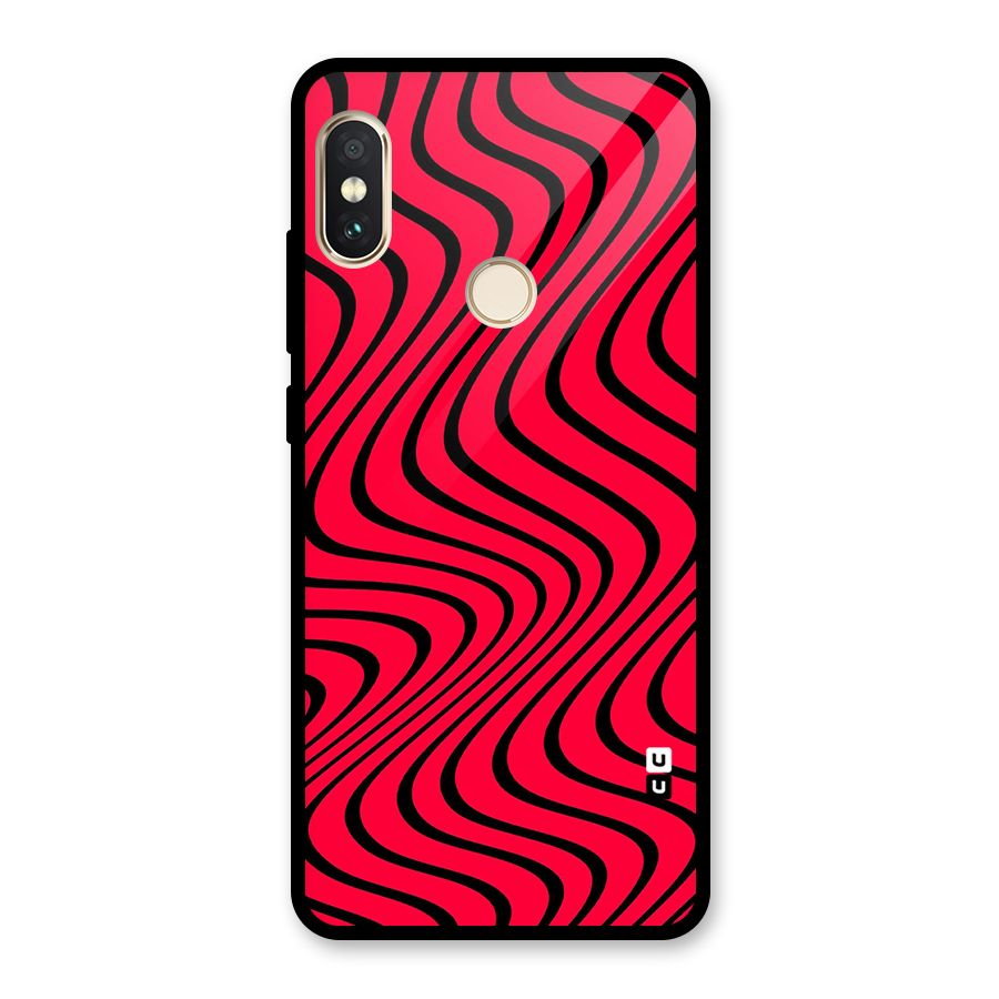 Waves Pattern Print Glass Back Case for Redmi Note 5 Pro