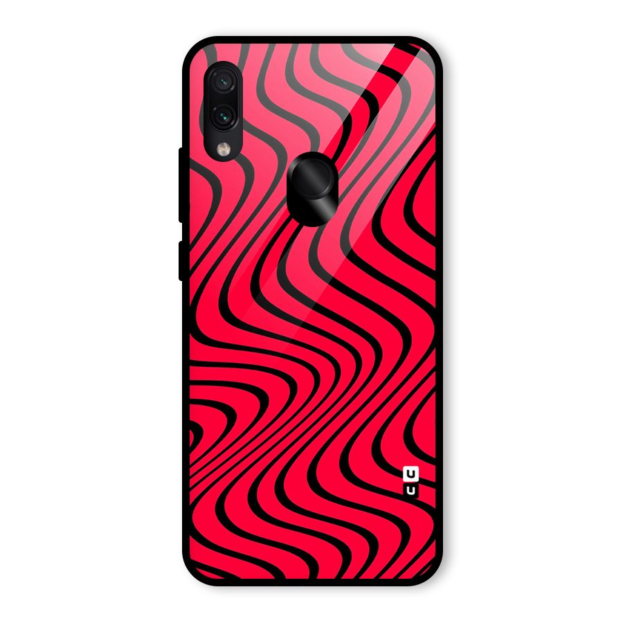 Waves Pattern Print Glass Back Case for Redmi Note 7S