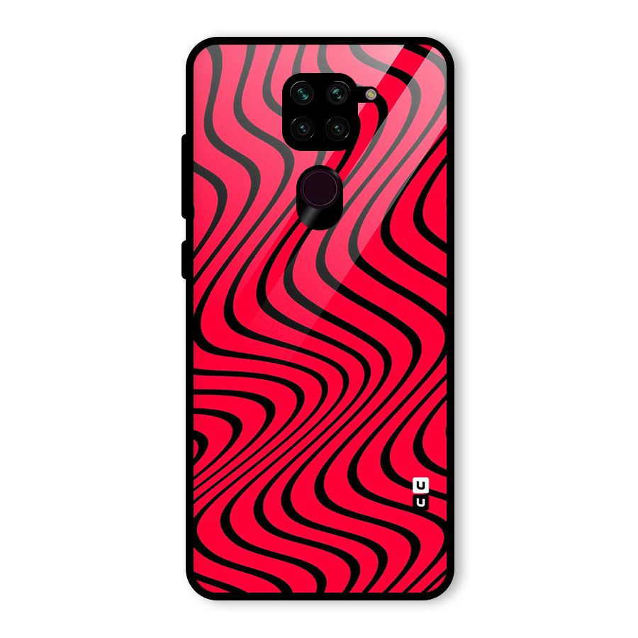 Waves Pattern Print Glass Back Case for Redmi Note 9