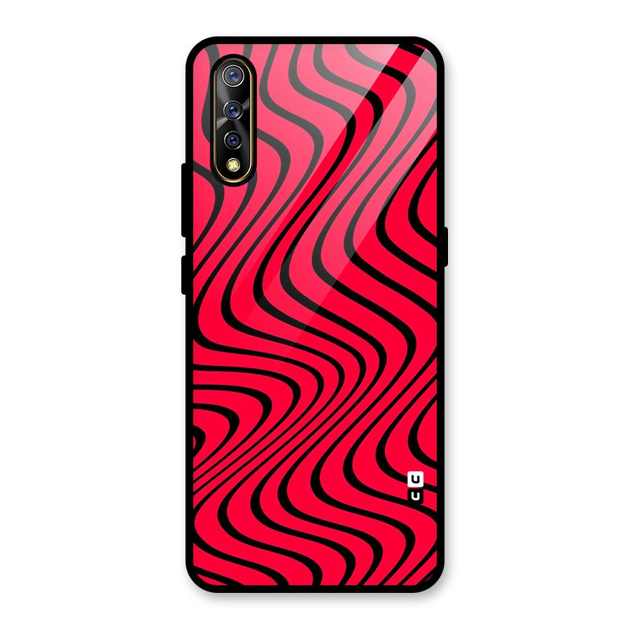 Waves Pattern Print Glass Back Case for Vivo S1