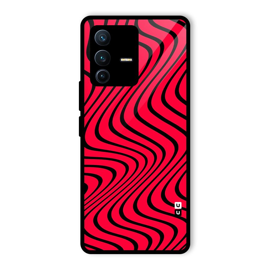 Waves Pattern Print Glass Back Case for Vivo V23 Pro