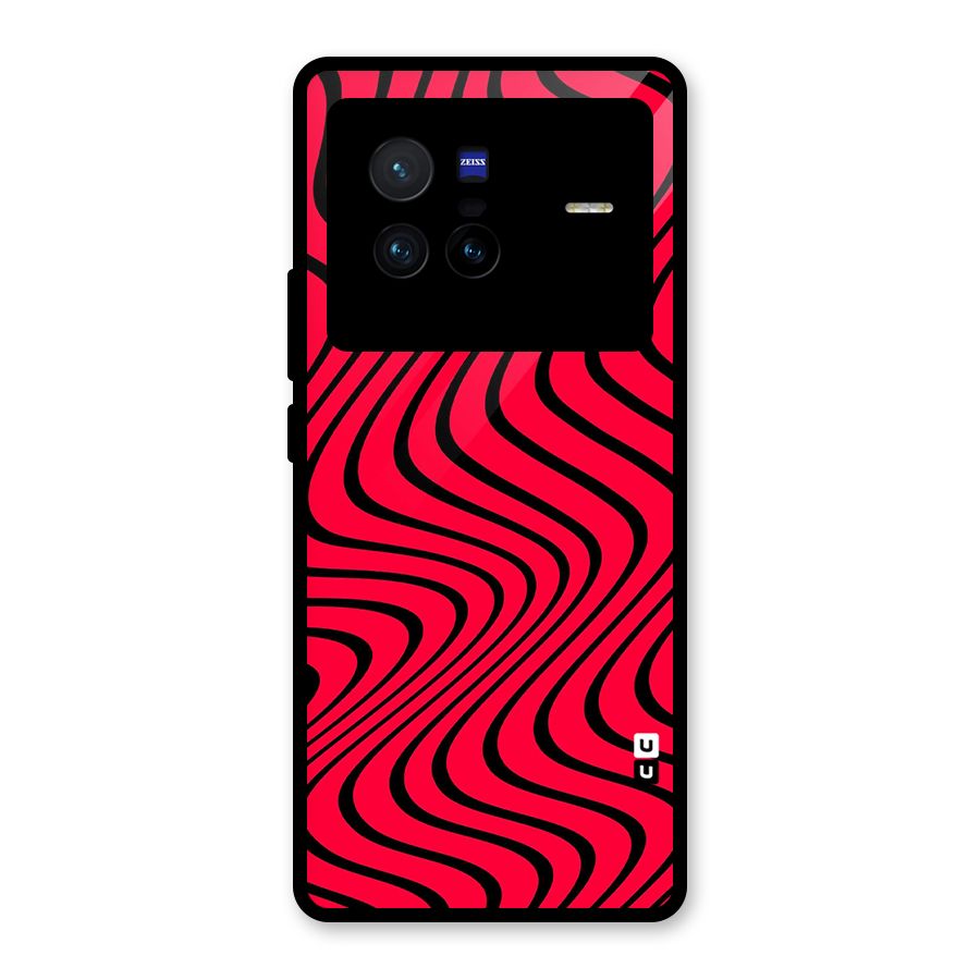Waves Pattern Print Glass Back Case for Vivo X80