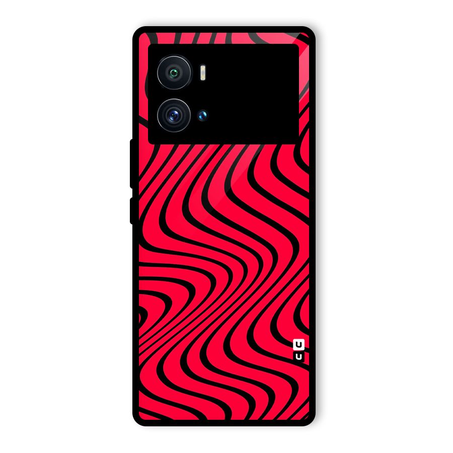 Waves Pattern Print Glass Back Case for Vivo iQOO 9 Pro
