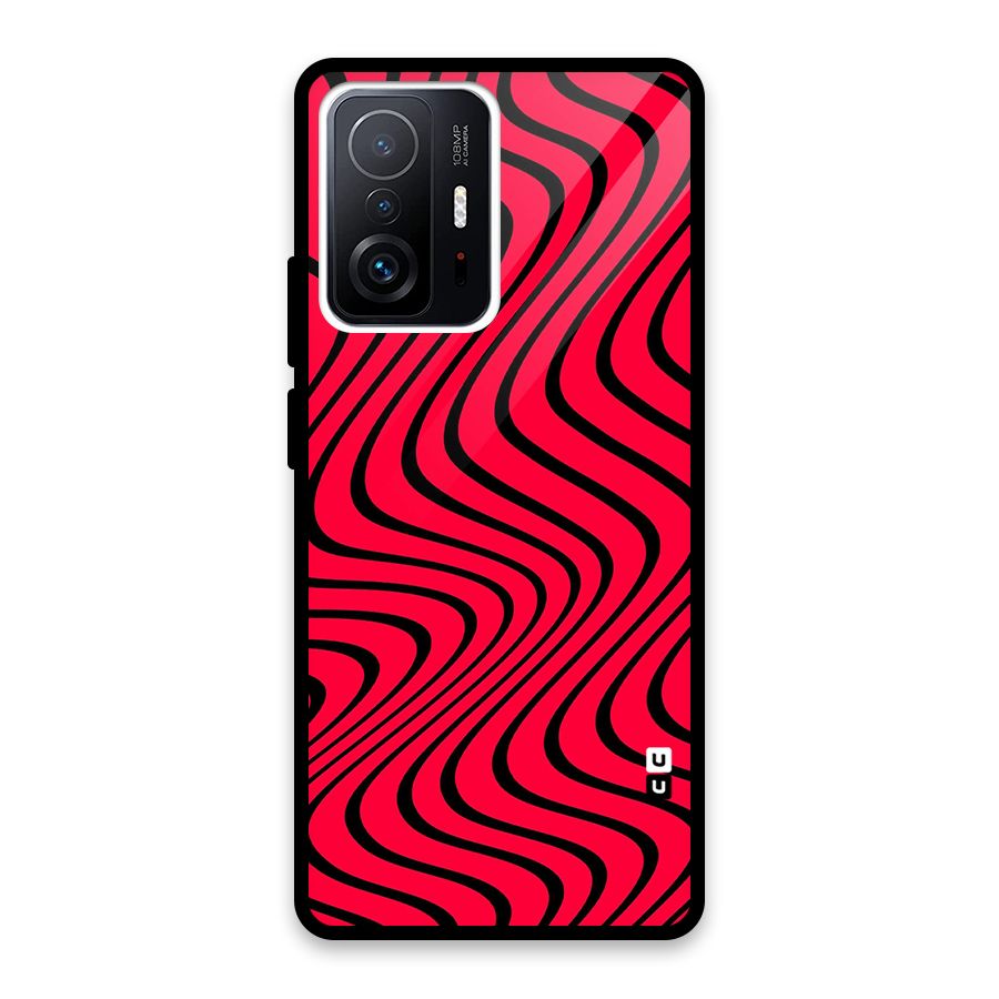 Waves Pattern Print Glass Back Case for Xiaomi 11T Pro