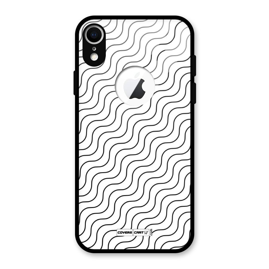 Wavy Pattern Glass Back Case for iPhone XR Logo Cut