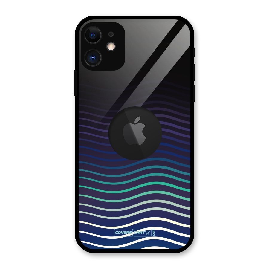 Wavy Stripes Glass Back Case for iPhone 11 Logo Cut
