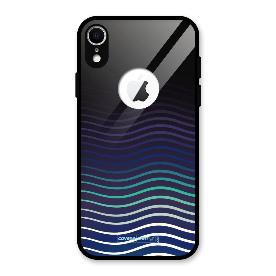 Wavy Stripes Glass Back Case for iPhone XR Logo Cut