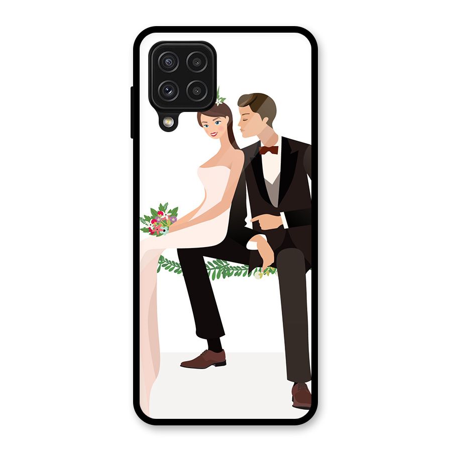 Wedding Couple Glass Back Case for Galaxy A22 4G