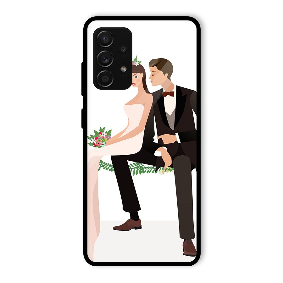Wedding Couple Glass Back Case for Galaxy A53 5G