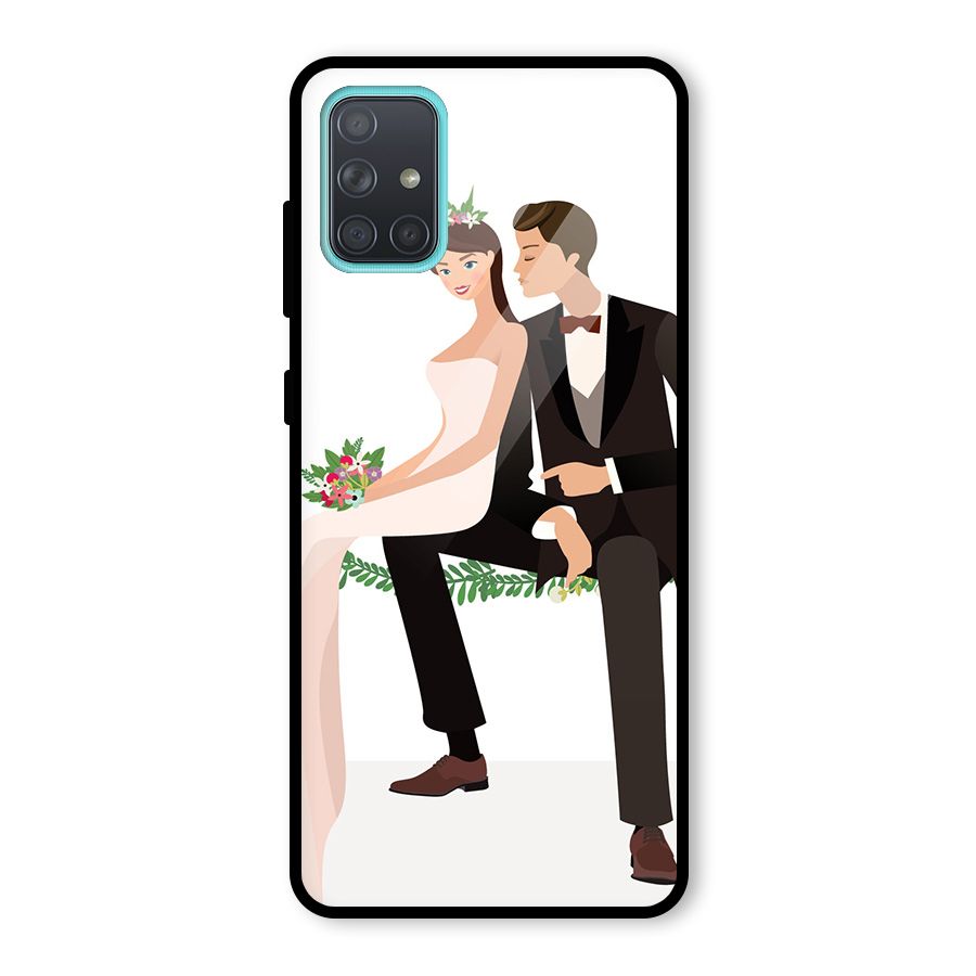 Wedding Couple Glass Back Case for Galaxy A71