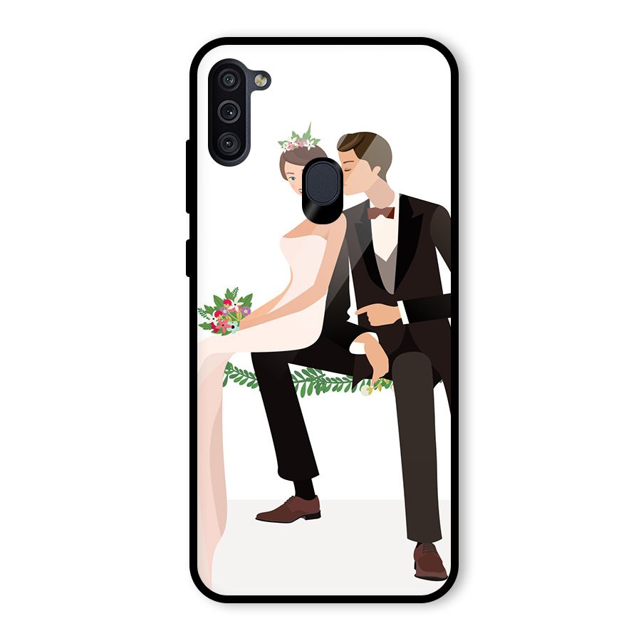 Wedding Couple Glass Back Case for Galaxy M11