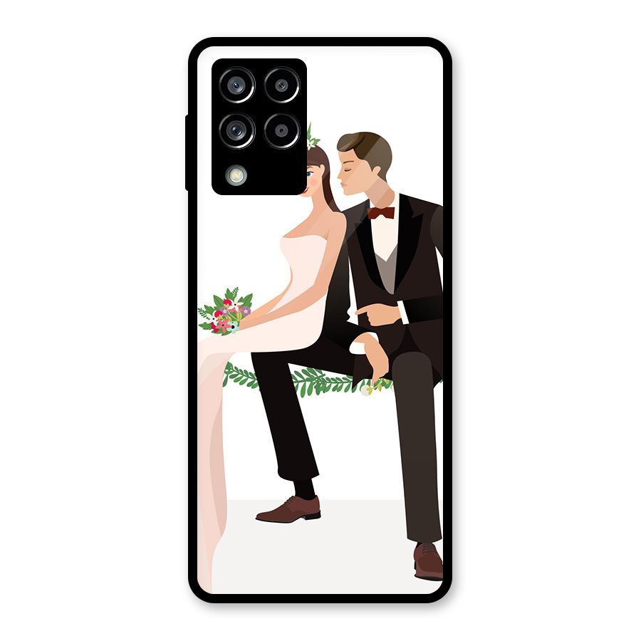Wedding Couple Glass Back Case for Galaxy M53 5G