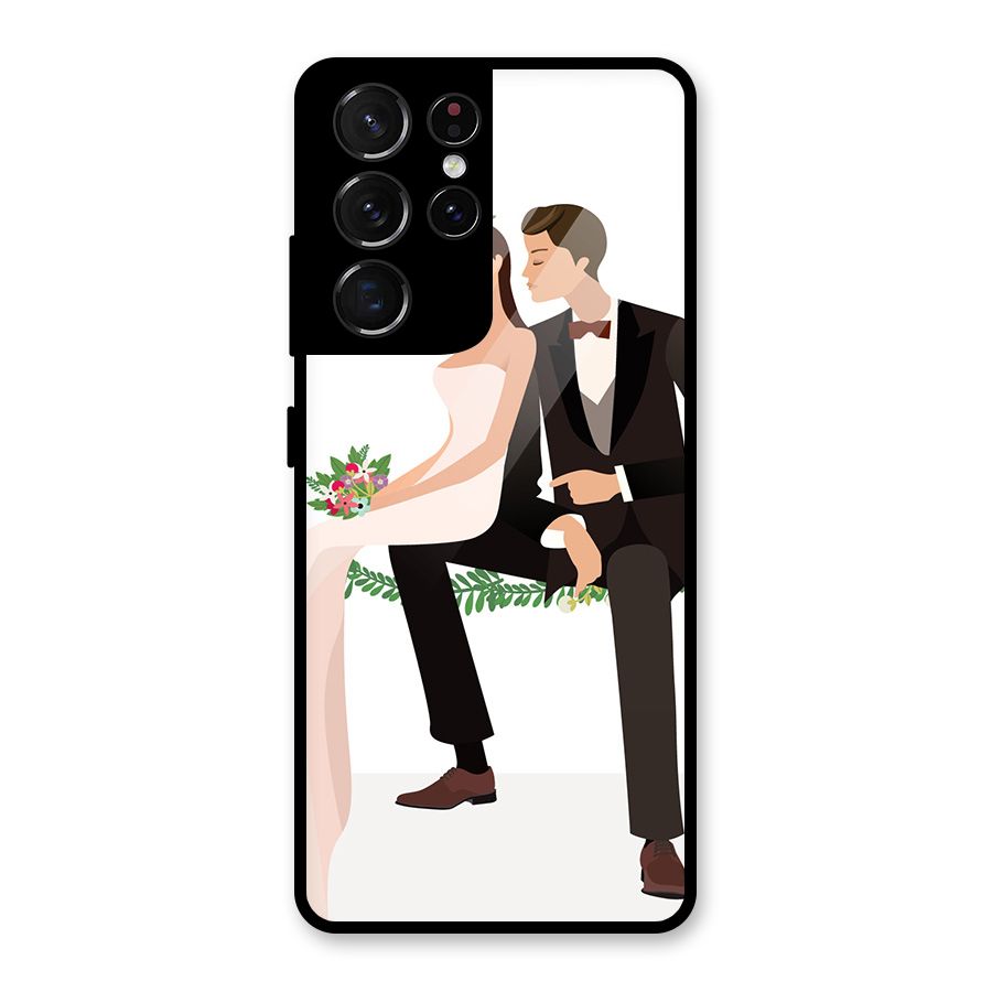 Wedding Couple Glass Back Case for Galaxy S21 Ultra 5G