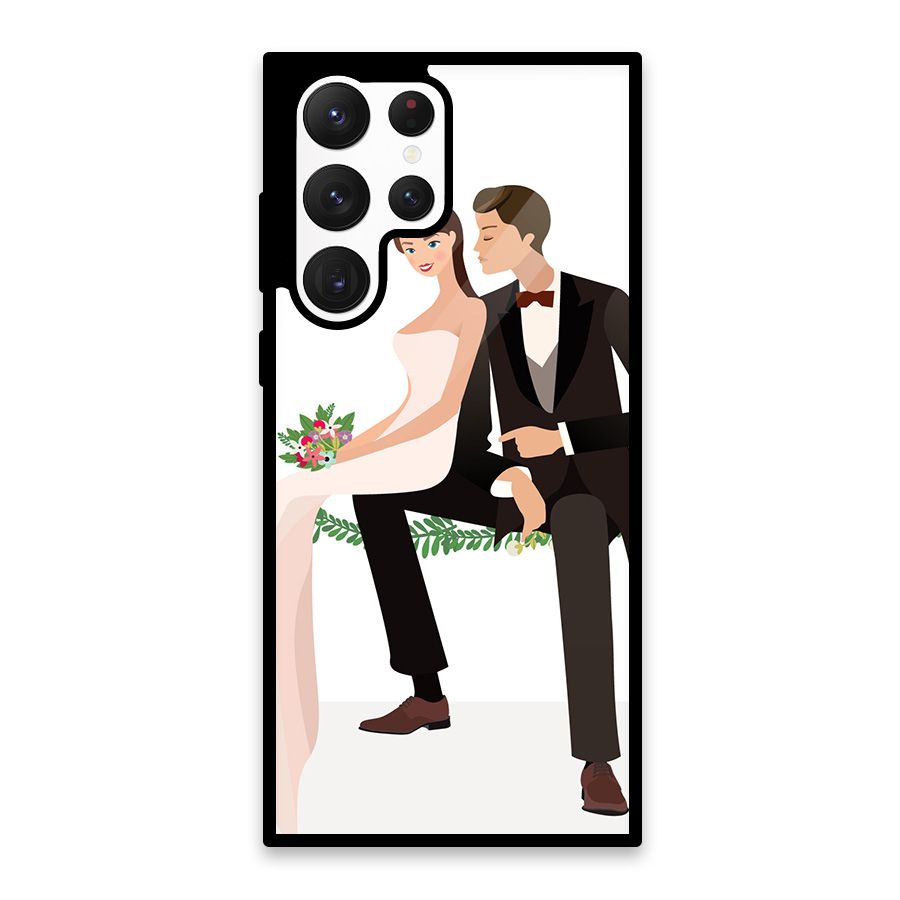 Wedding Couple Glass Back Case for Galaxy S22 Ultra 5G