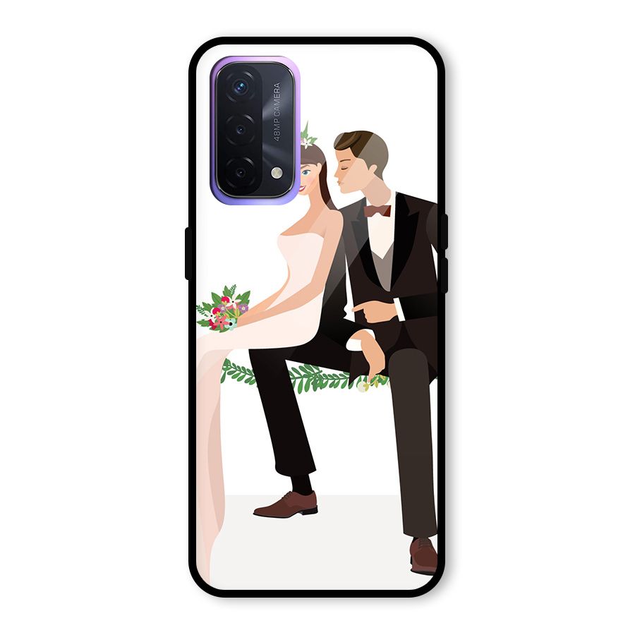 Wedding Couple Glass Back Case for Oppo A74 5G