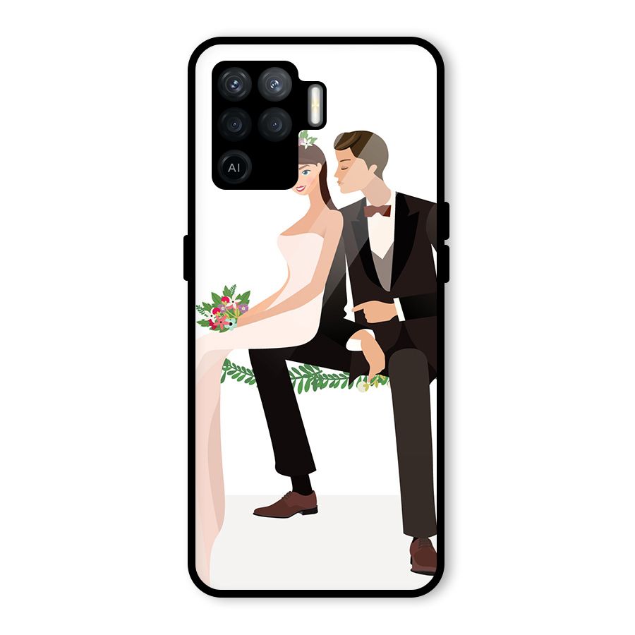 Wedding Couple Glass Back Case for Oppo F19 Pro