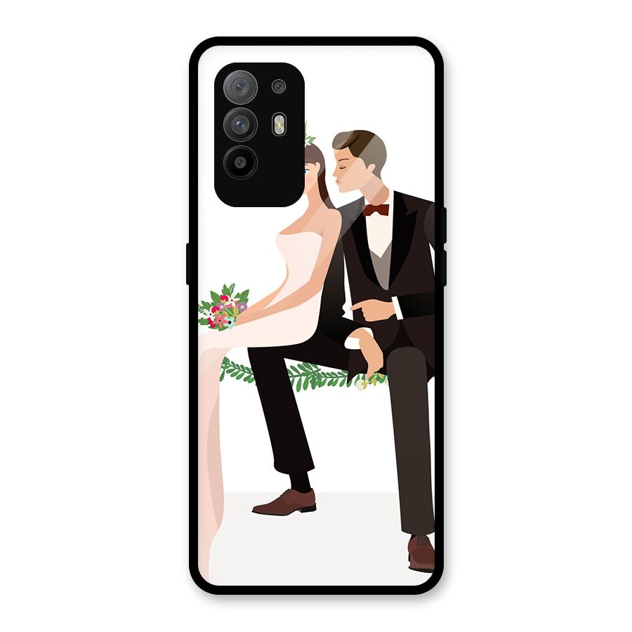 Wedding Couple Glass Back Case for Oppo F19 Pro Plus 5G