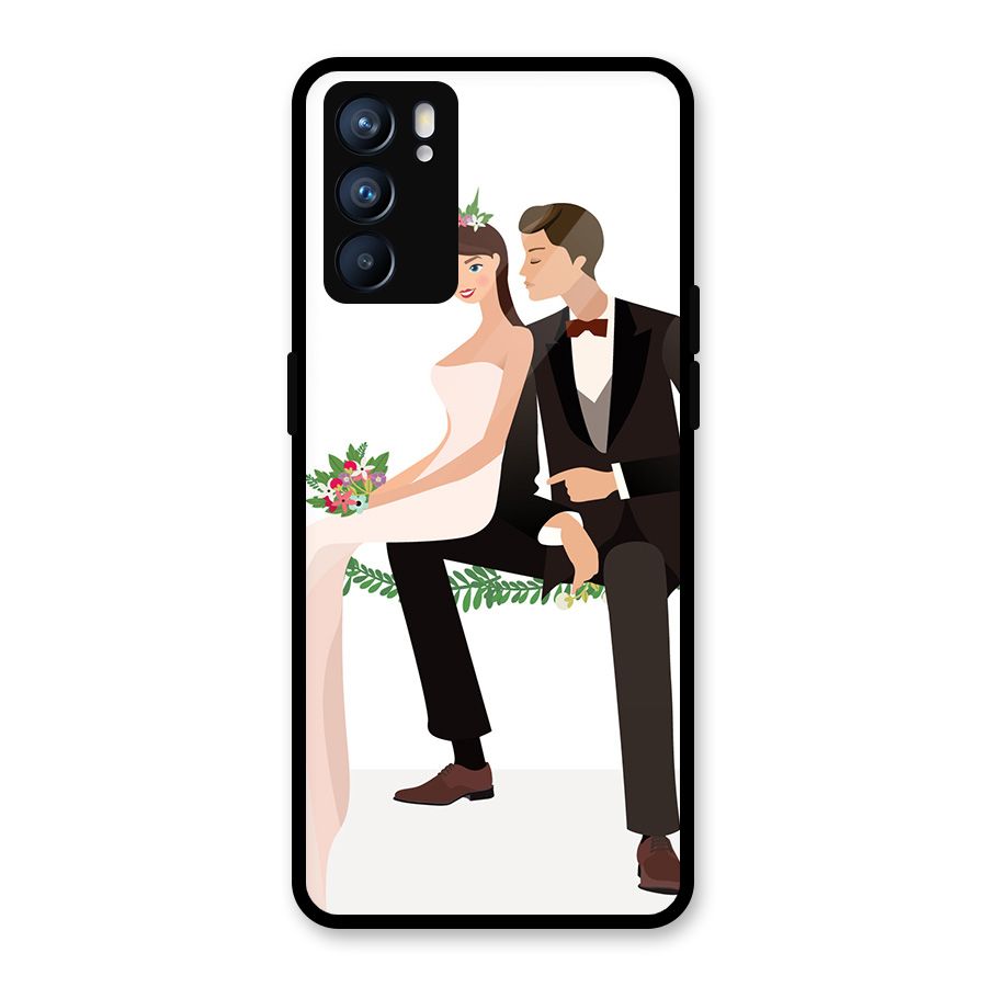 Wedding Couple Glass Back Case for Oppo Reno6 5G