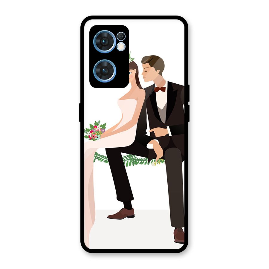 Wedding Couple Glass Back Case for Oppo Reno7 5G