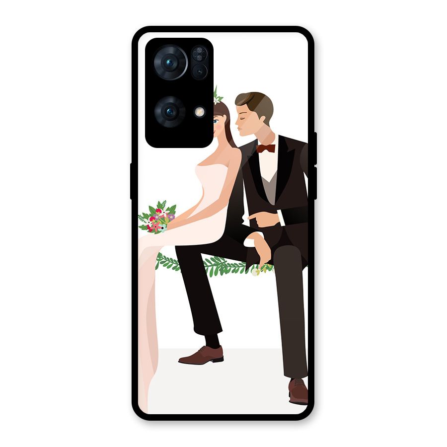 Wedding Couple Glass Back Case for Oppo Reno7 Pro 5G