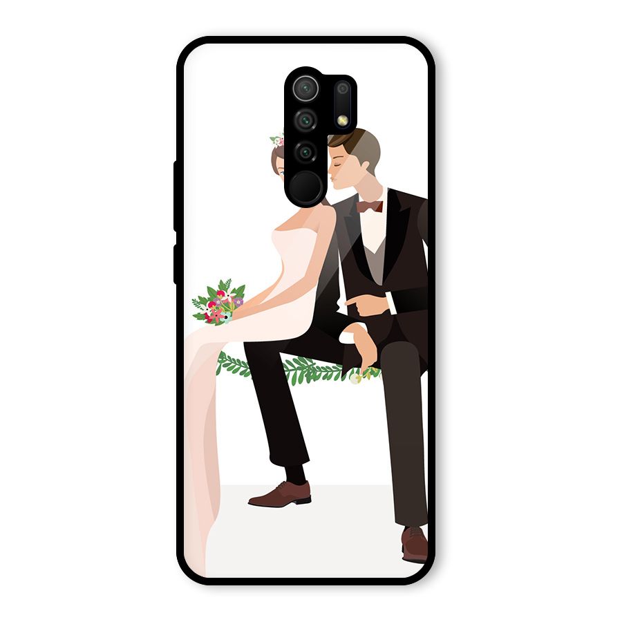 Wedding Couple Glass Back Case for Poco M2