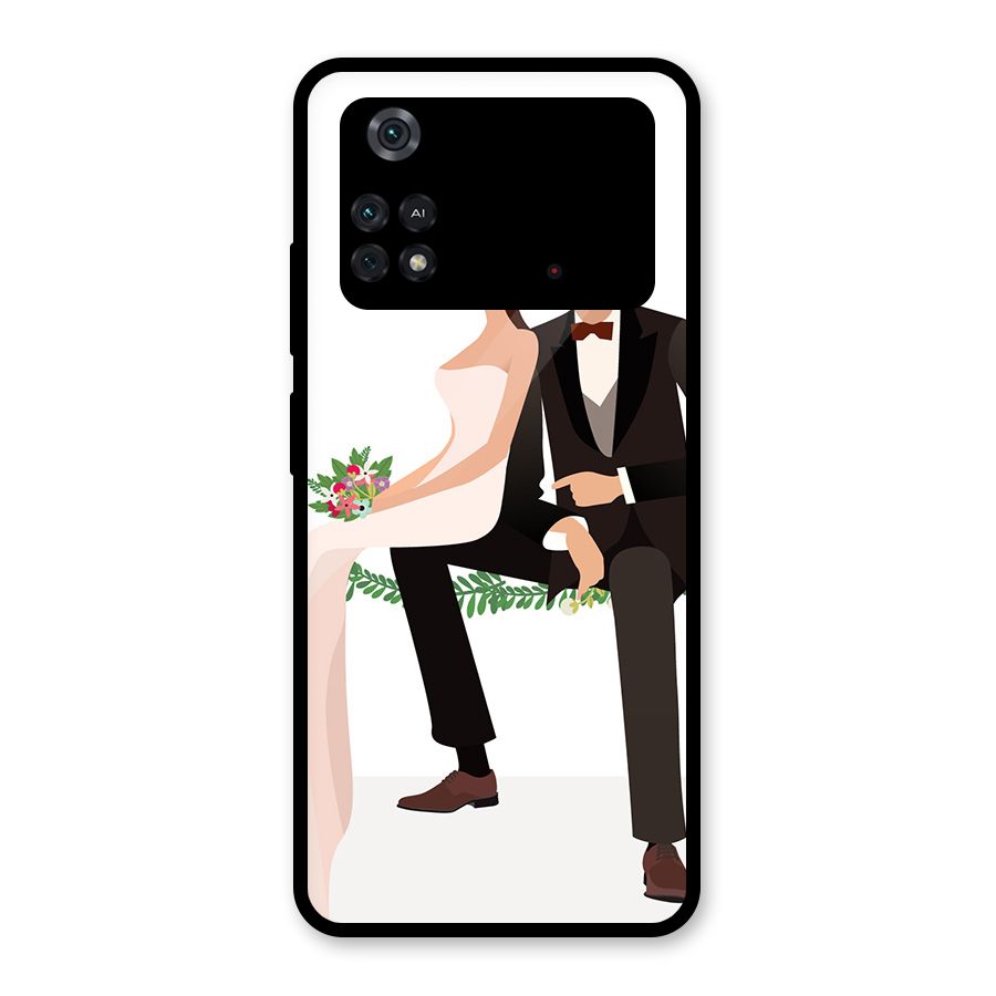 Wedding Couple Glass Back Case for Poco M4 Pro 4G