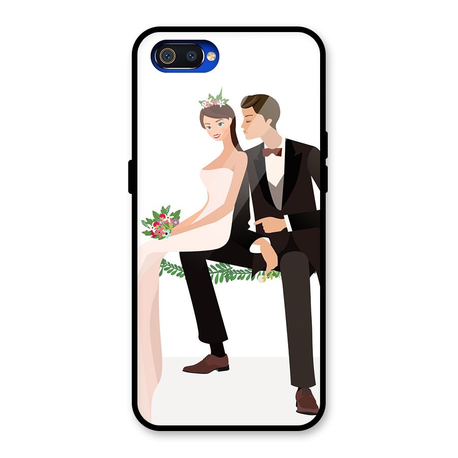 Wedding Couple Glass Back Case for Realme C2