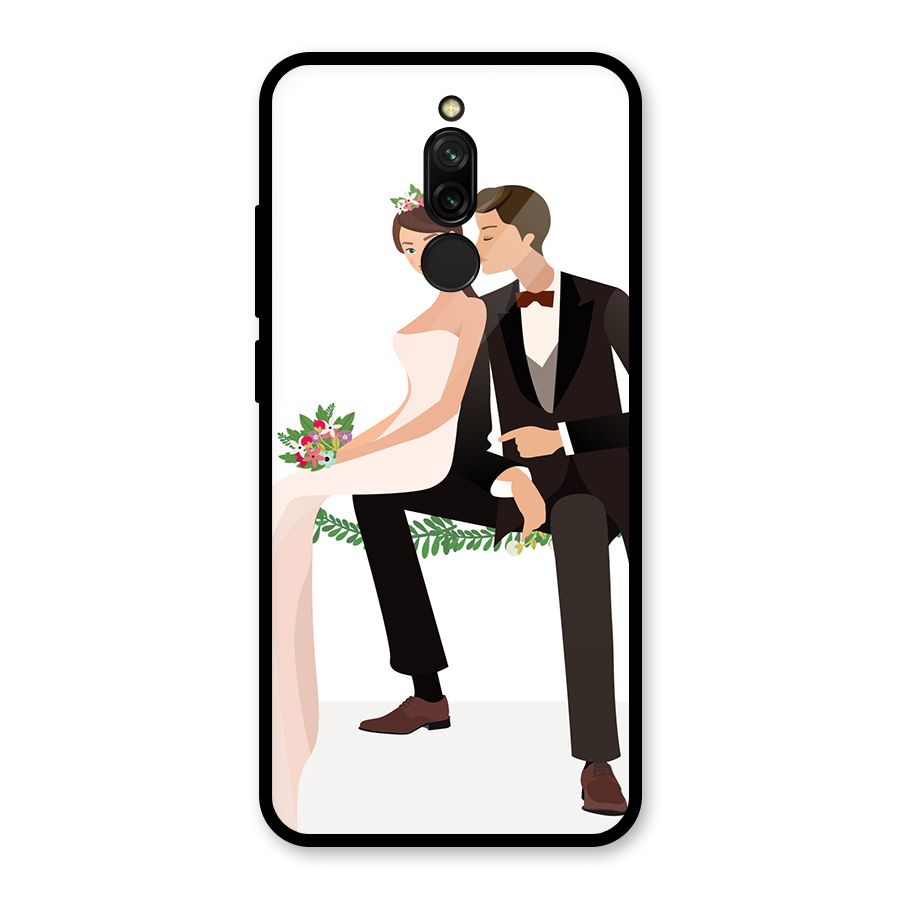 Wedding Couple Glass Back Case for Redmi 8
