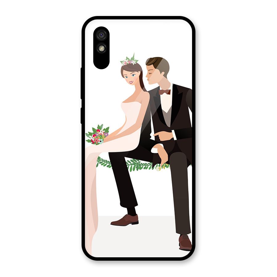 Wedding Couple Glass Back Case for Redmi 9A